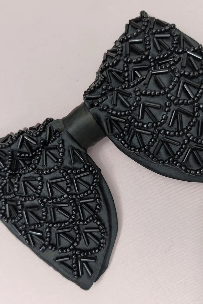 Men's Premium Black Bow Tie, Designer Bow Tie for Wedding and Events