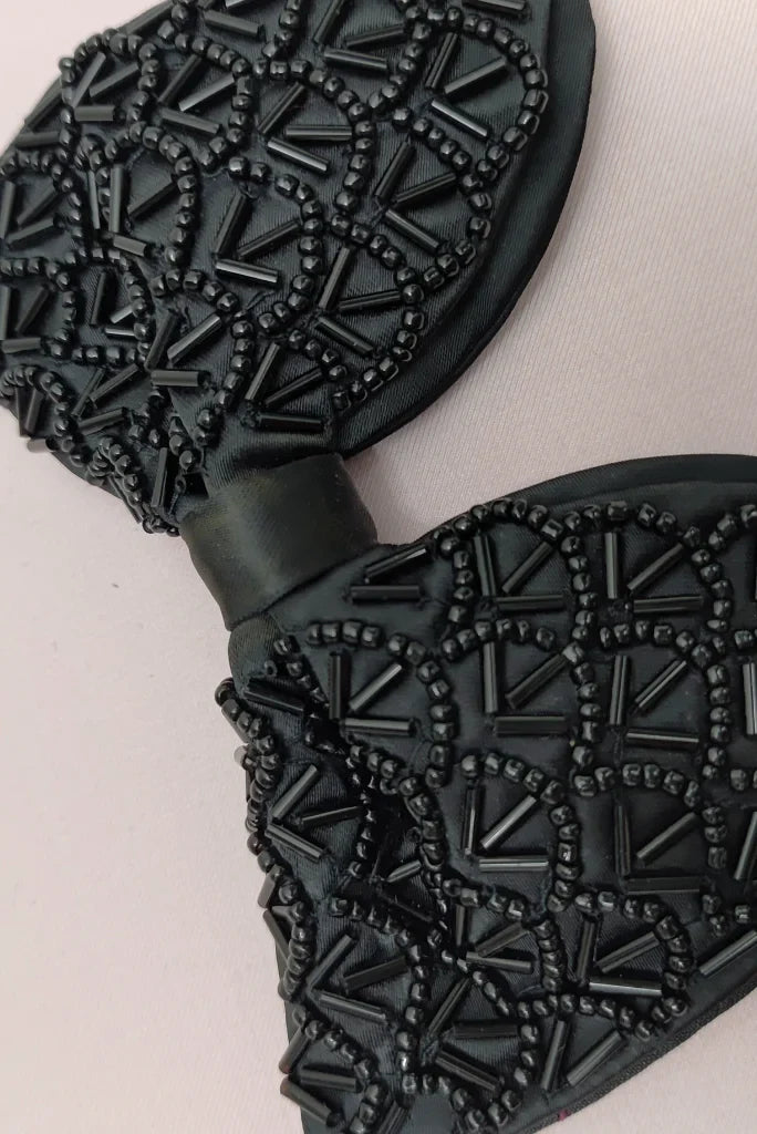 Men's Premium Black Bow Tie, Designer Bow Tie for Wedding and Events