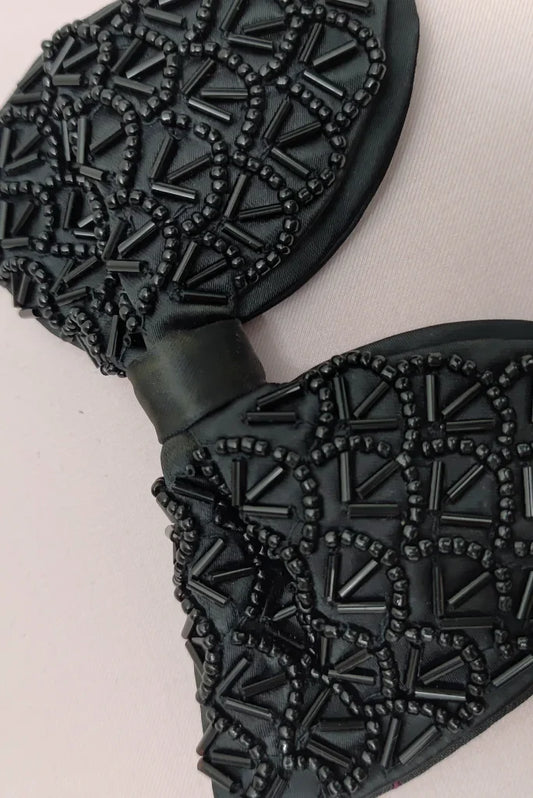 Men's Premium Black Bow Tie, Designer Bow Tie for Wedding and Events