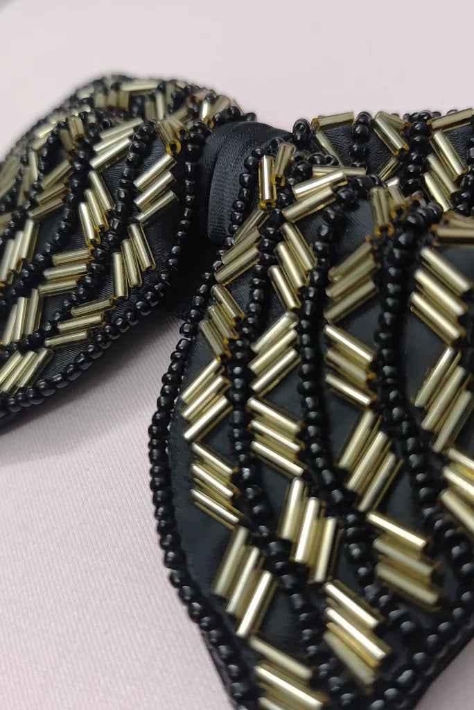 Men's Premium Black Bow Tie, Designer Bow Tie for Wedding and Events