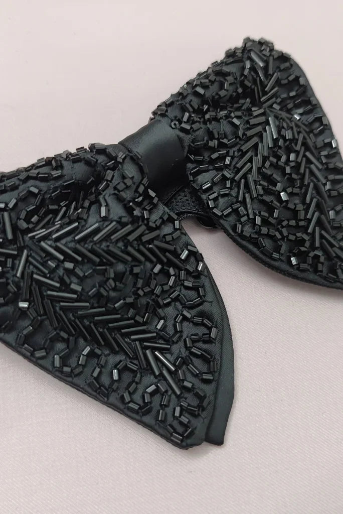 Men's Premium Black Bow Tie, Designer Bow Tie for Wedding and Events