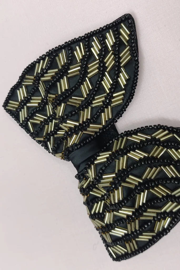 Men's Premium Black Bow Tie, Designer Bow Tie for Wedding and Events