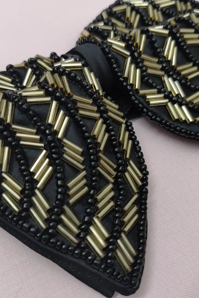 Men's Premium Black Bow Tie, Designer Bow Tie for Wedding and Events