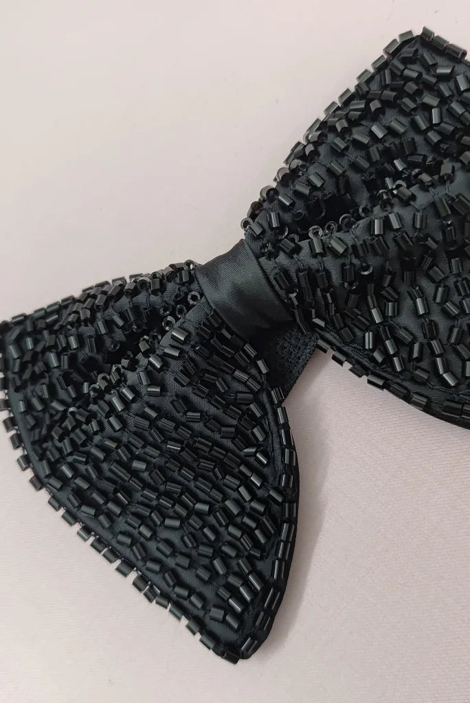 Men's Premium Black Bow Tie, Designer Bow Tie for Wedding and Events