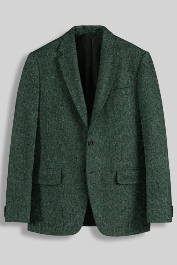 Men's Emerald Green Tweed Blazer Elegant Look Men Wool Coat For Weddings & Formal Parties & Every Occasion