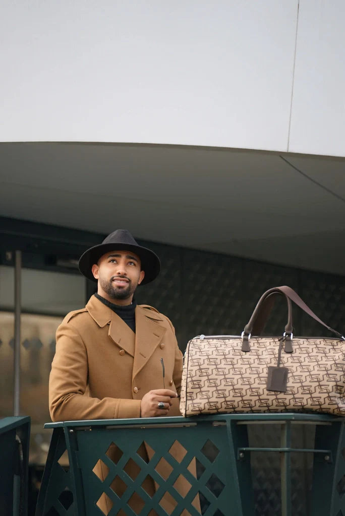 Men's Brown Double Breasted Wool Overcoat Stylish Long Coat Vintage Trench Coat For Men Dinner Party Jacket Evening Wear Coat