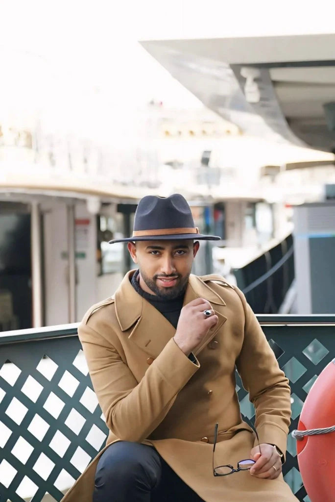 Men's Brown Double Breasted Wool Overcoat Stylish Long Coat Vintage Trench Coat For Men Dinner Party Jacket Evening Wear Coat