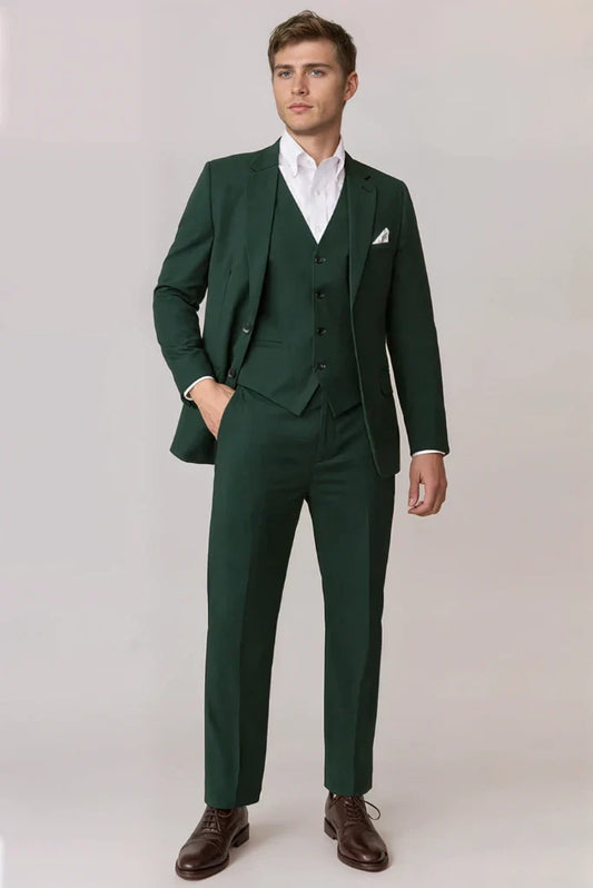 Men Elegant Emerald Green Three Piece Suit Wedding Engagement Anniversary Prom Wear And Grooms Men Suit