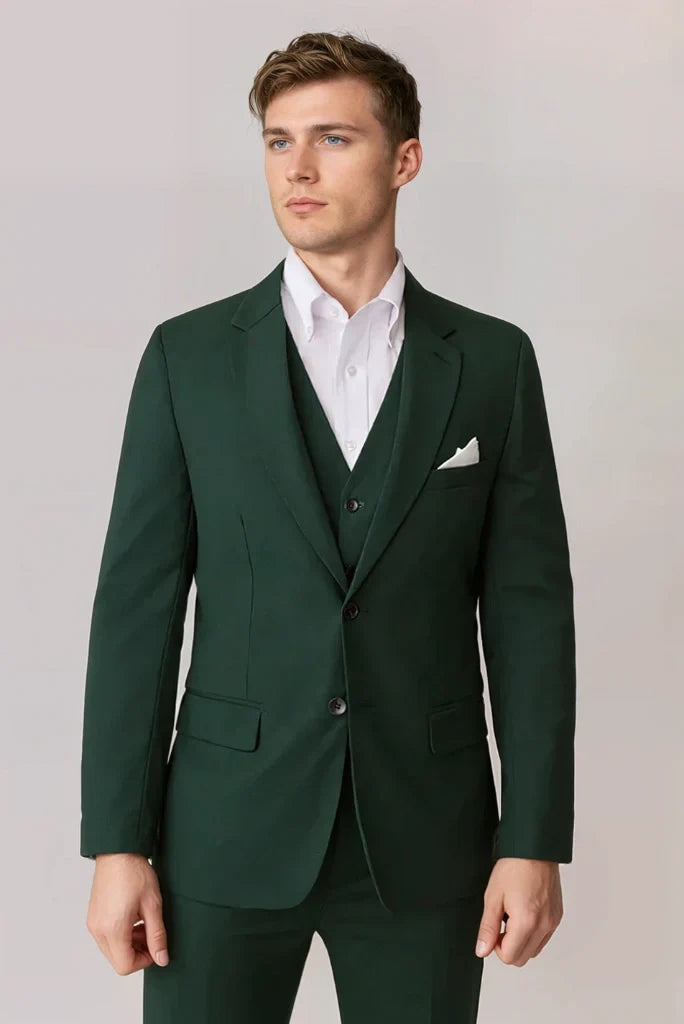 Men Elegant Emerald Green Three Piece Suit Wedding Engagement Anniversary Prom Wear And Grooms Men Suit