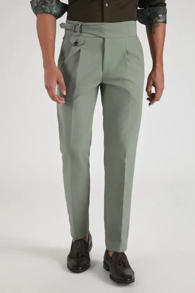 Men Sage Green Trouser Gurkha Pant Groomsmen Elegant Bespoke Tailoring