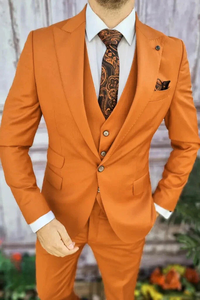 Men Suits Orange  3 Piece Beach Wedding Suit Groom Wear Suits Wedding Suit Men suits Prom suits for men orange suit must read caption