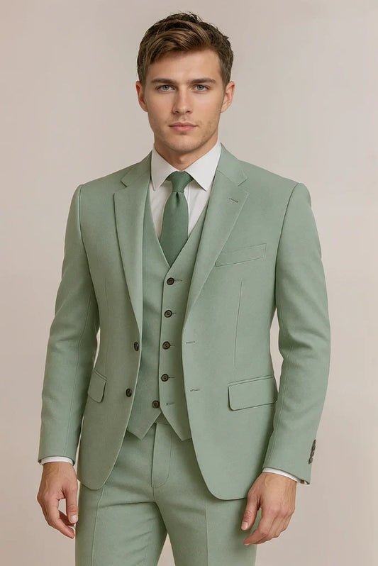 Men Sage Green Suit Groom Wedding Three Piece Suit Summer Formal Business Suits Prom Suit