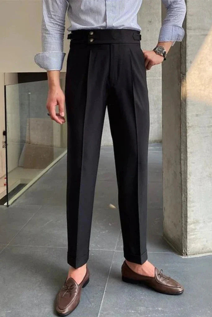 Men Double Button Gurkha Pant Black