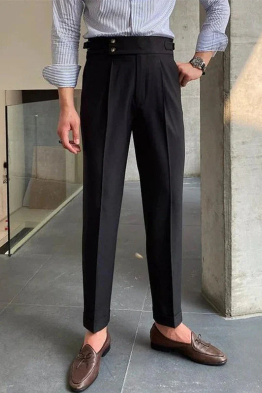 Men Double Button Gurkha Pant Black