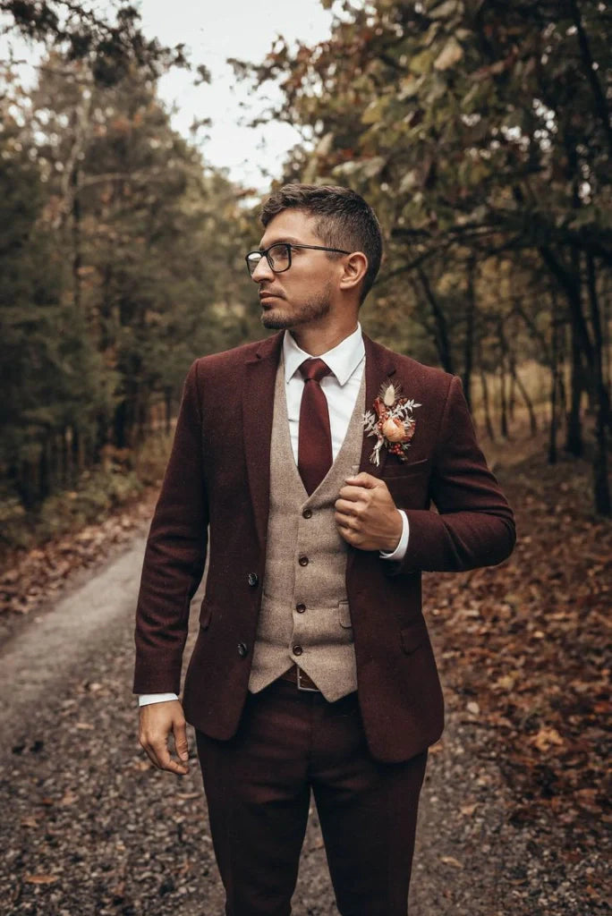 Men's Tweed Blazer Maroon Blazer For Party Wear Wedding Wear & Every Occasion Special For Winter