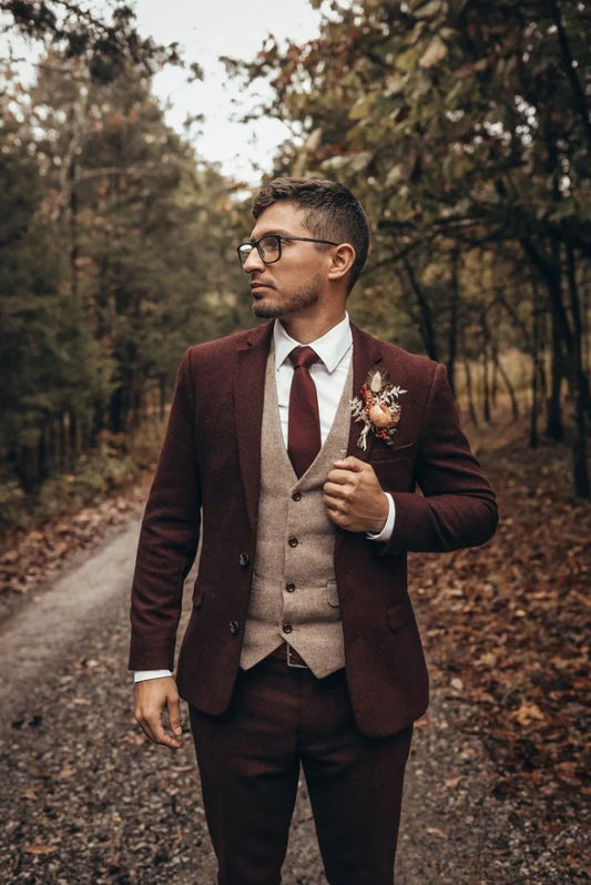 Men's Tweed Blazer Maroon Blazer For Party Wear Wedding Wear & Every Occasion Special For Winter