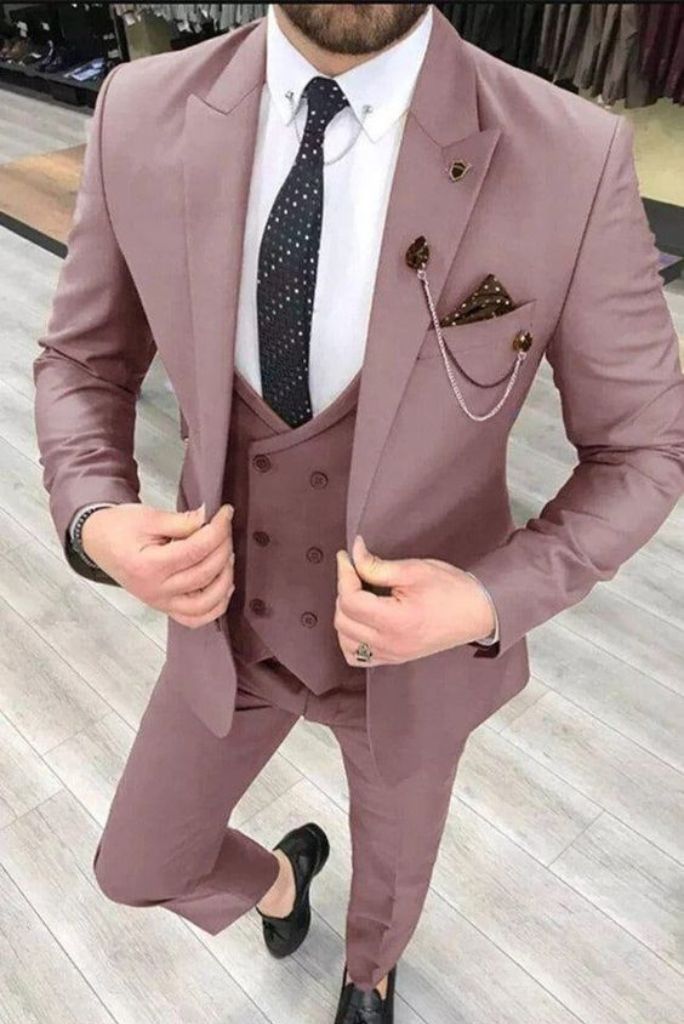 Men's Three Piece Suit Formal Wedding Suit Dusty Rose Elegant Slim Fit Suit Dinner Suit Bespoke