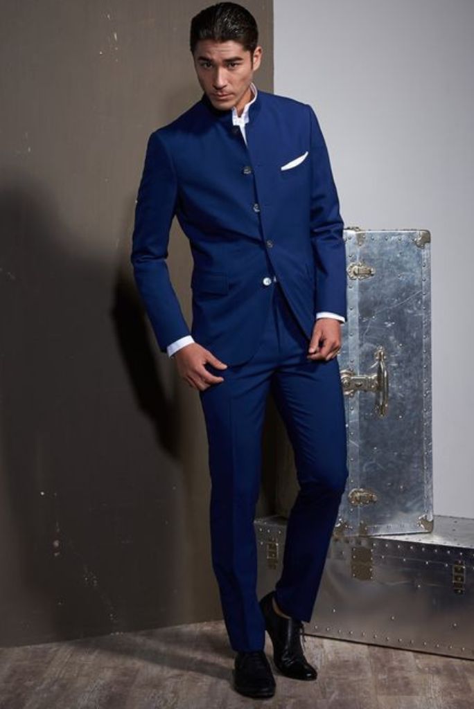 Mens Blue Jodhpuri Bandgala Suit Indian Royal Wedding Suit Maharaja Style Formal Suit Groom Wedding Wear