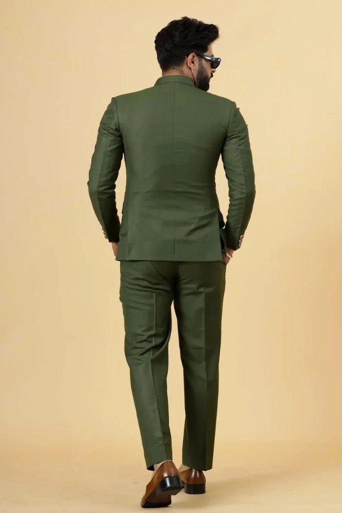 Men's Green Traditional Wear, Perfect Jodhpuri Suit for Wedding and Festivals