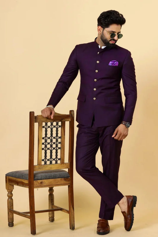 Men's Purple Wedding Jodhpuri Suit, Exclusive Suit for Special Occasion