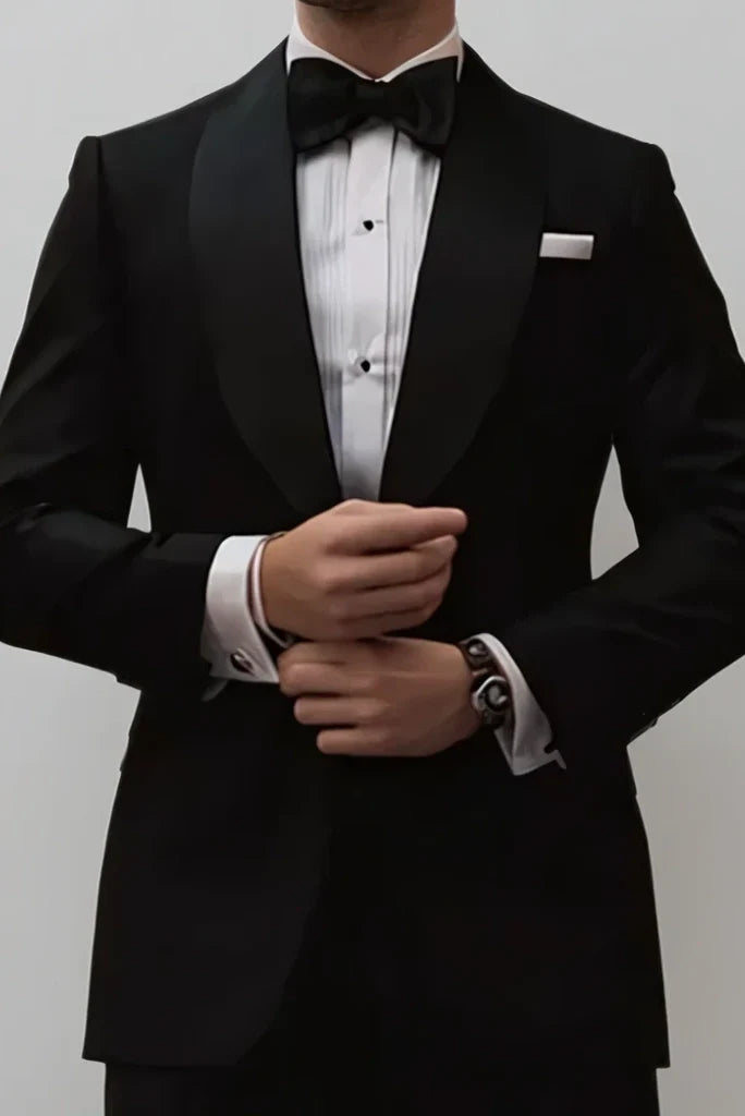 Men Black Tuxedo Suit Two Piece Grooms Suit Special For Wedding Wear Reception Parties Wear & Anniversary