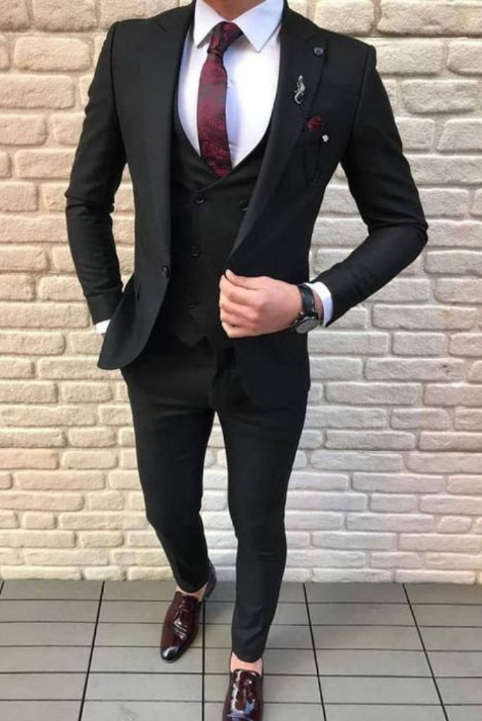 Men Black 3 Piece Suit Formal Party Wear Suit Wedding Suit Slim Fit Suit Groomsmen Tailoring Suit Gift For Him