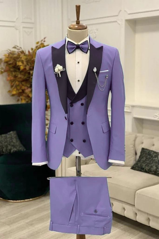 Men's Three Piece Suit Purple Wedding Suit Dinner Suit Formal Slim Fit Suits Men Clothing Bespoke Tailoring
