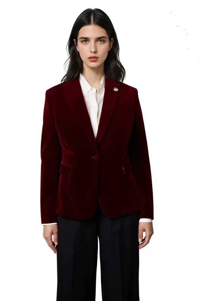 Women Elegant Velvet Wine Blazer & Party Wear Coat Classic Velvet Blazer Stylish Dinner Jacket