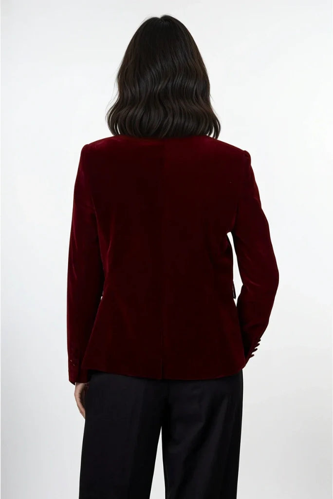 Women Elegant Velvet Wine Blazer & Party Wear Coat Classic Velvet Blazer Stylish Dinner Jacket