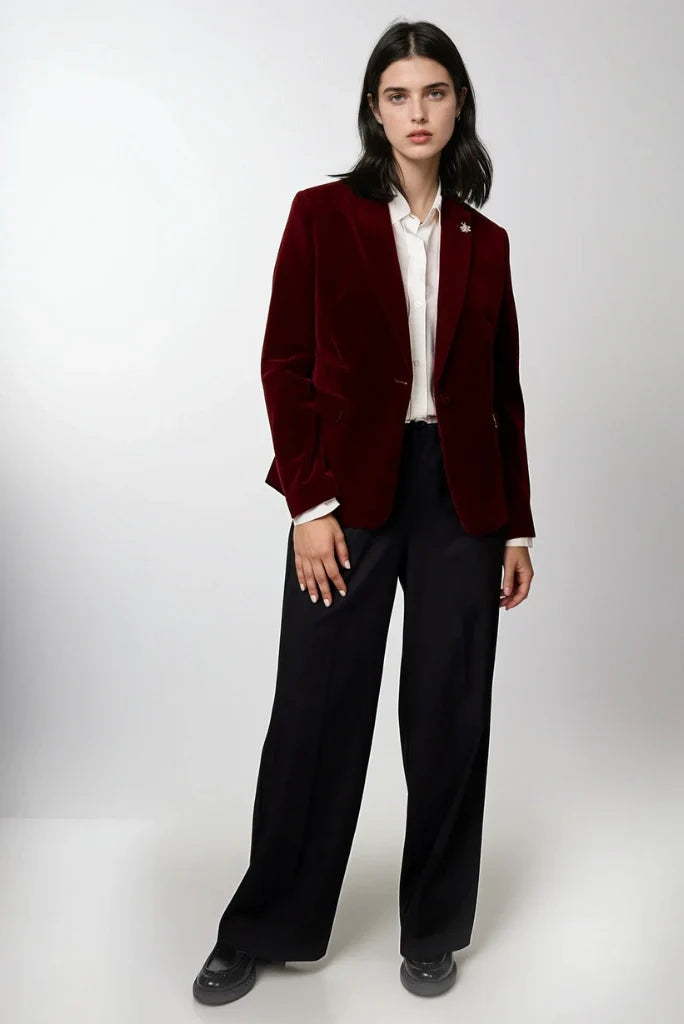 Women Elegant Velvet Wine Blazer & Party Wear Coat Classic Velvet Blazer Stylish Dinner Jacket