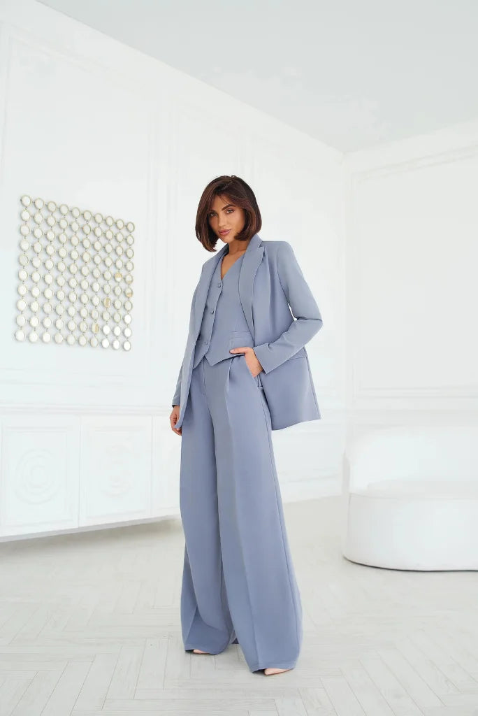 Women's Grey Oversized 3 Piece Suit, Stylish Suit for Special Occasion