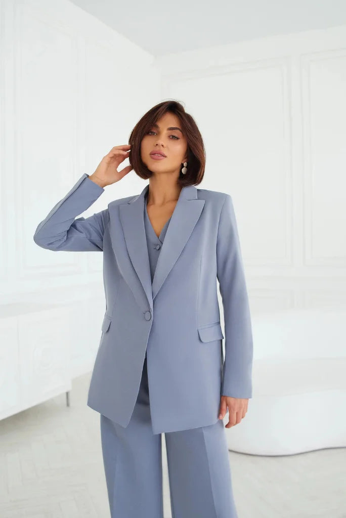 Women's Grey Oversized 3 Piece Suit, Stylish Suit for Special Occasion