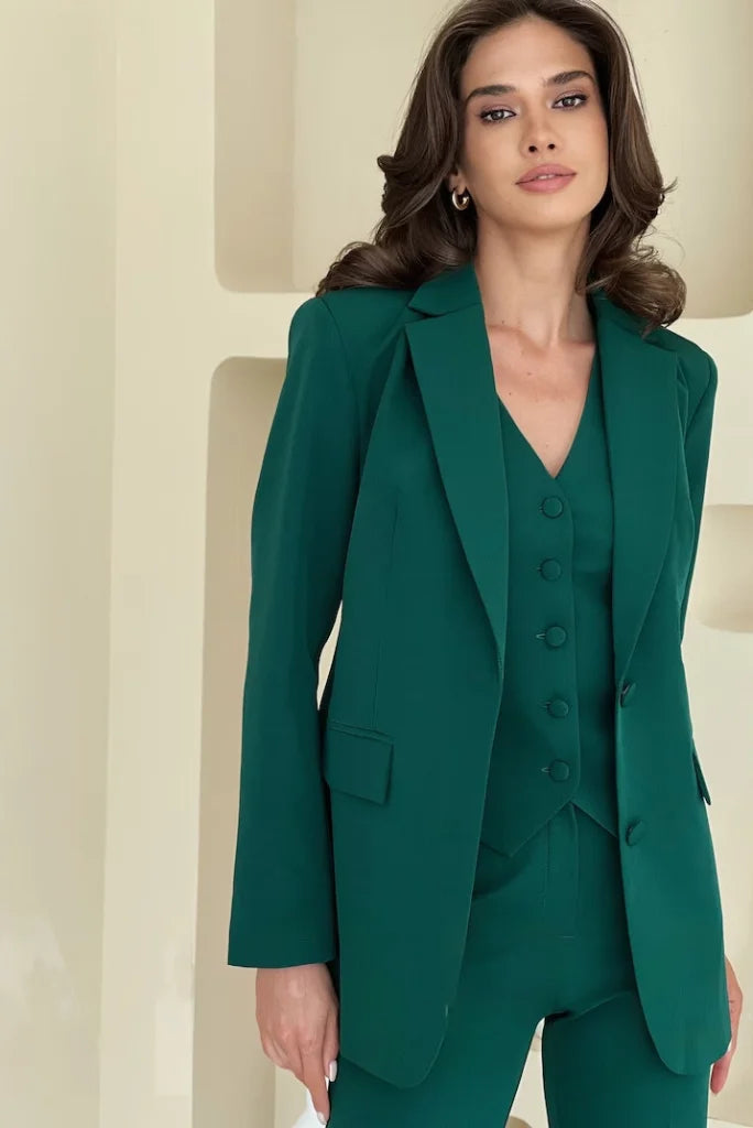 Women's Teal Green 3 Piece Suit, Formal Suit for Office and Business Meetings
