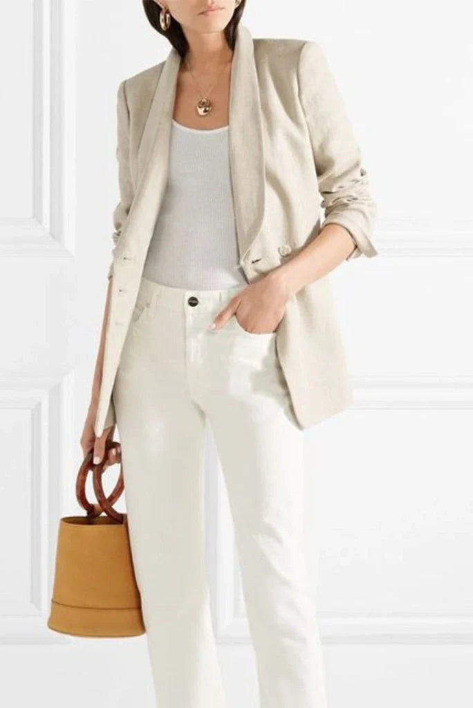 Women Off-White Linen Blazer Beautiful Women Linen Blazer Perfect For Office Wear Party Wear & Outdoor Events that Comfort and Elegance Look